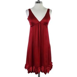 Vintage Red 100% Silk Rebecca Taylor Cocktail Dress Size 0